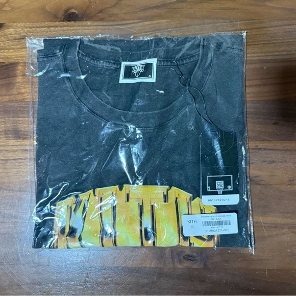 Kith for New York Knicks Gold Vintage Jones Tee Black Cotton T-Shirt Size XL